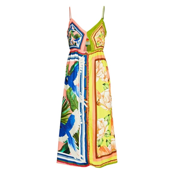 NEW Farm Rio Double Scarves Pastel Midi Dress Small - Picture 1 of 13